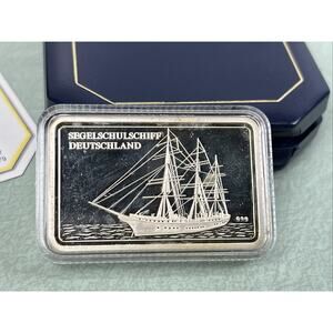 Vintage Silver Ingot Birmingham Mint 1 Troy Oz Euro Mint Segelschulschiff
